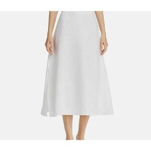 Eileen Fisher WHITE Organic Linen A-Line Calf Length Skirt PS